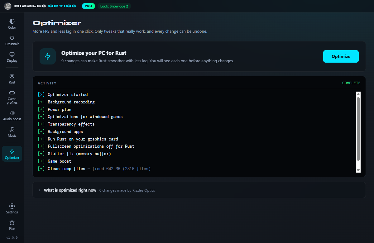 Optimizer: one button, and you see every change first